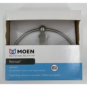 Moen Towel Ring DN8386BN From The "Retreat"‎ Collection Brushed Nickel NIB New
